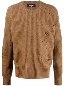 Dsquared2 pull nervuré à effet usé