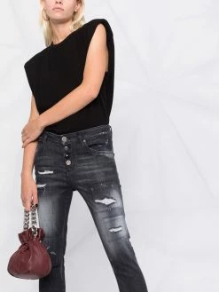 Dsquared2 Jean court à effet usé Prix Accessible jeans courts femme 14 Dsquared2 jean court à effet usé