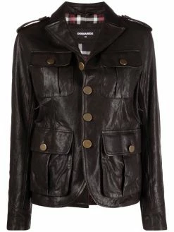 Dsquared2 veste en cuir à poches plaquées