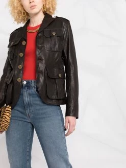 Dsquared2 veste boutonnée en cuir