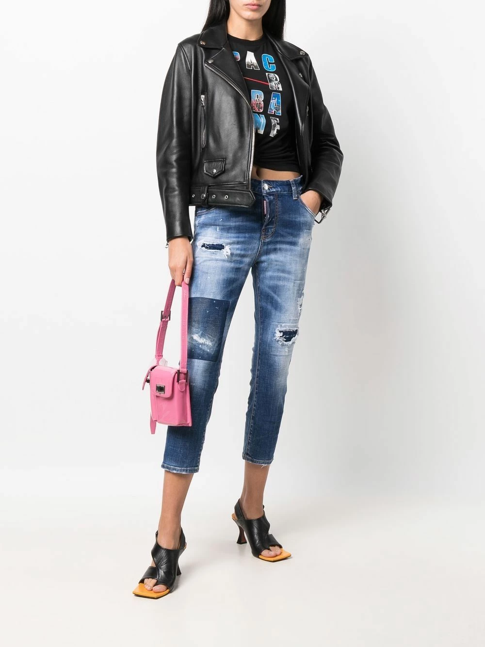 Dsquared2 Jean à détails effilochés Promos jeans courts femme 4 Dsquared2 jean à détails effilochés