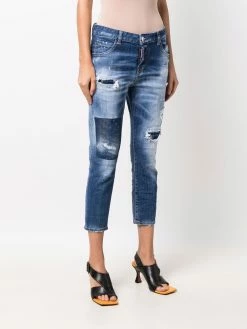 Dsquared2 Jean à détails effilochés Promos jeans courts femme 11 Dsquared2 jean à détails effilochés
