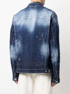 Rabais Dsquared2 Veste en jean à effet usé vestes en jean homme 10 Dsquared2 veste en jean à effet usé