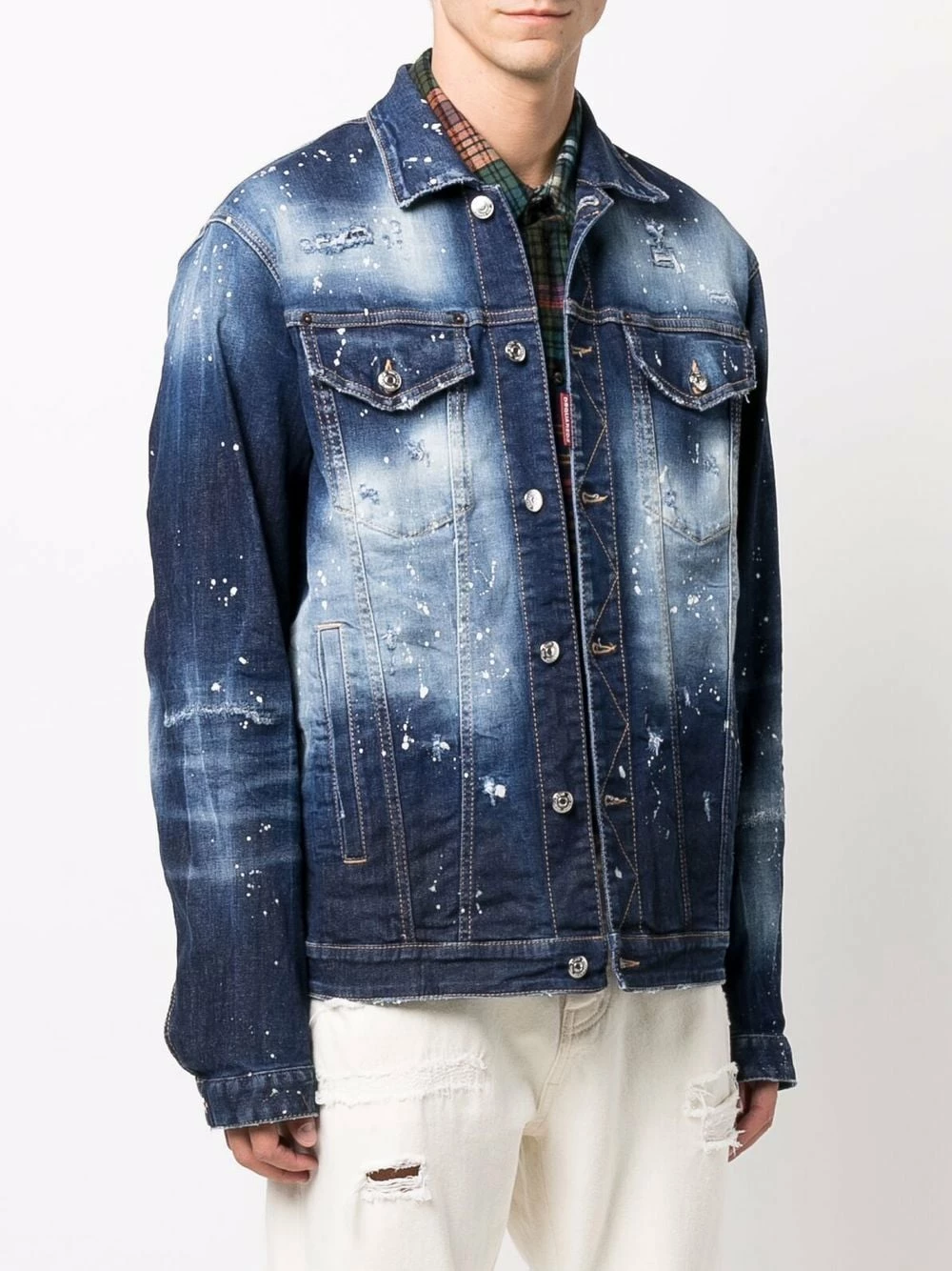 Rabais Dsquared2 Veste en jean à effet usé vestes en jean homme 5 Dsquared2 veste en jean à effet usé