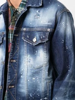 Rabais Dsquared2 Veste en jean à effet usé vestes en jean homme 11 Dsquared2 veste en jean à effet usé