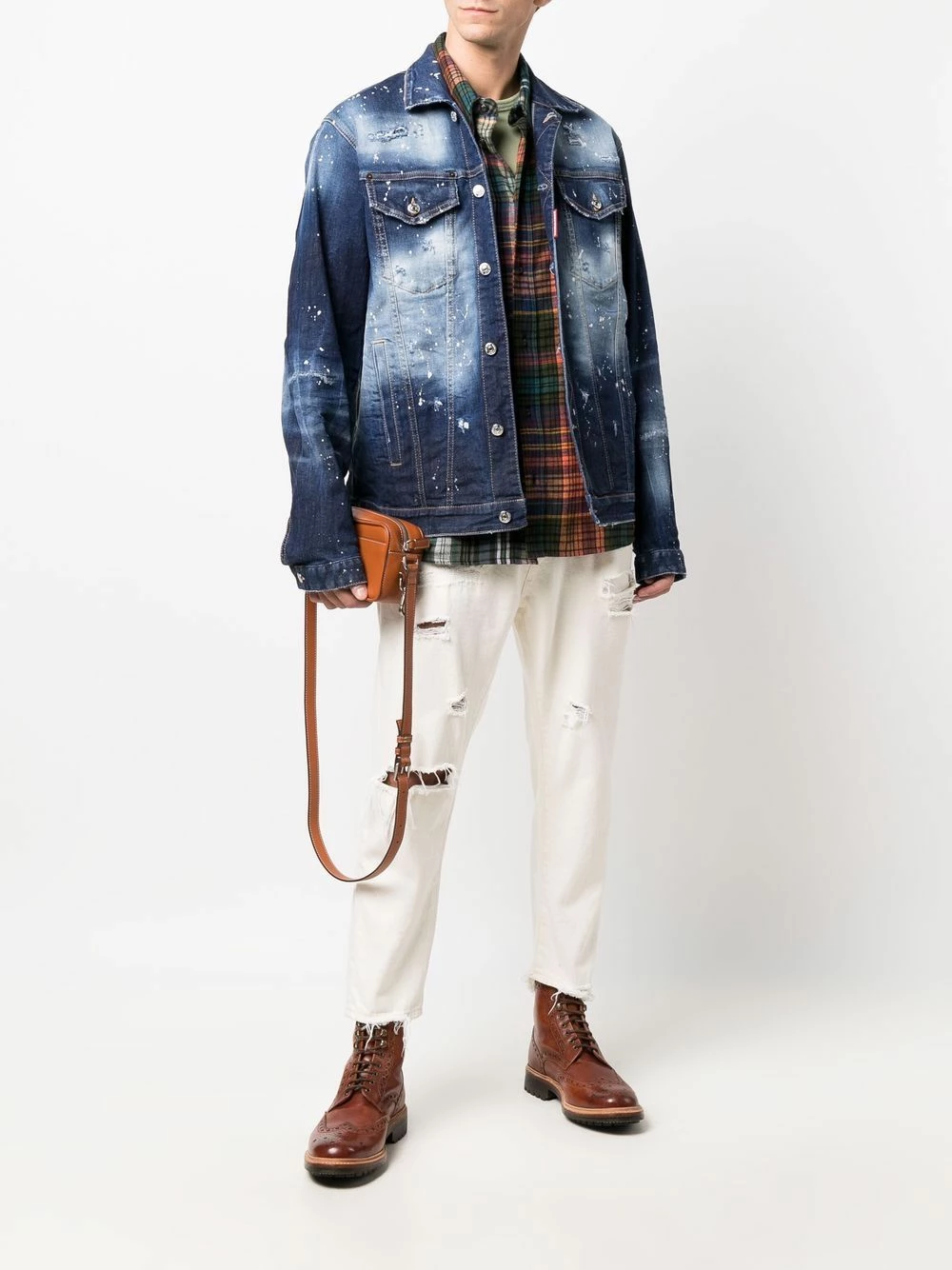 Rabais Dsquared2 Veste en jean à effet usé vestes en jean homme 4 Dsquared2 veste en jean à effet usé