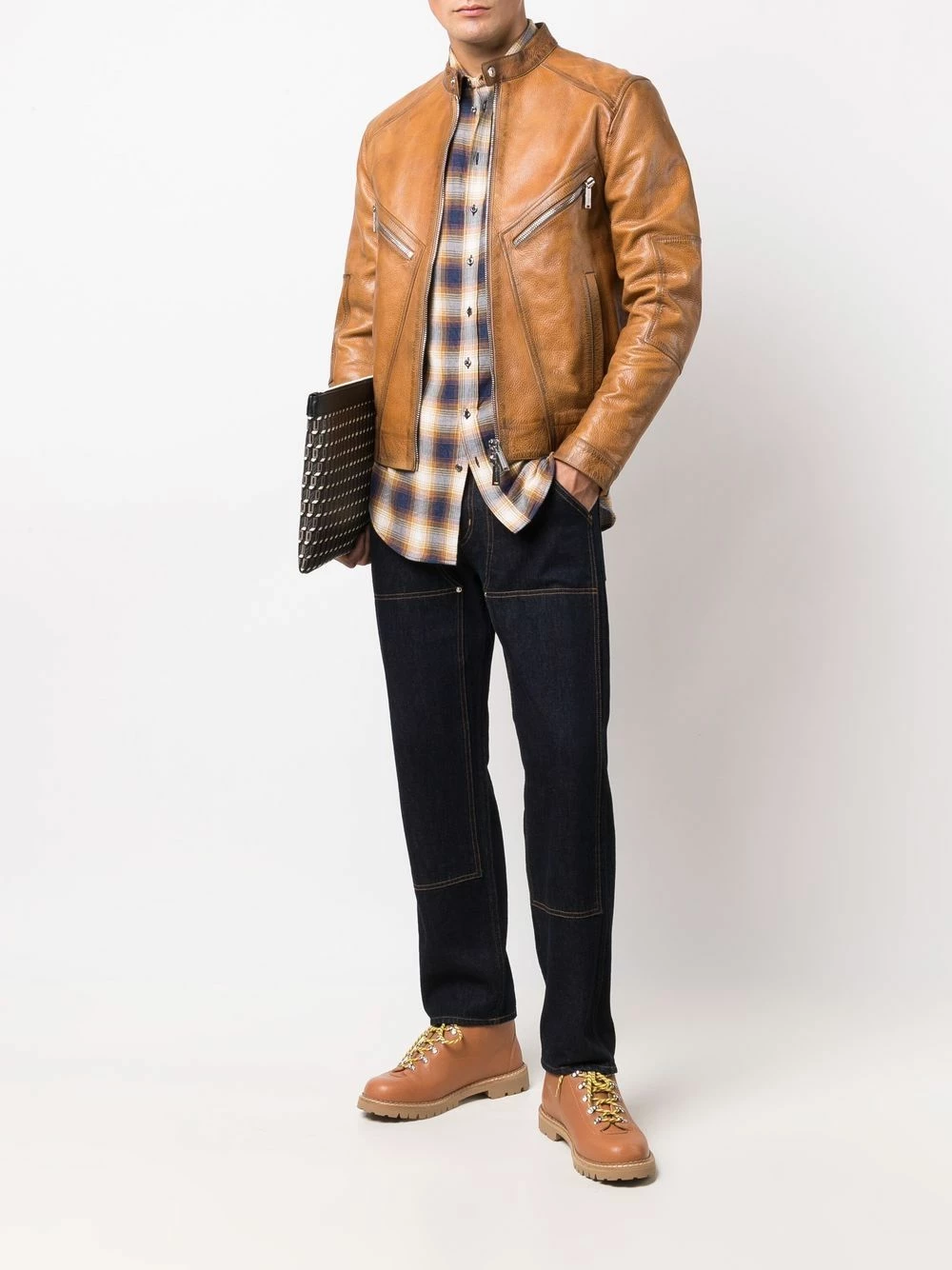 Dsquared2 Discount En Ligne Veste zippée en cuir vestes en cuir homme 4 Dsquared2 veste zippée en cuir