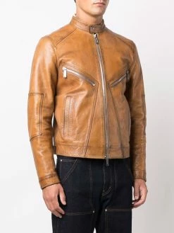 Dsquared2 Discount En Ligne Veste zippée en cuir vestes en cuir homme 9 Dsquared2 veste zippée en cuir