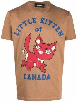 Dsquared2 t-shirt à imprimé chat