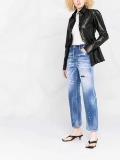 Dsquared2 jean droit Boston à effet taches de peinture