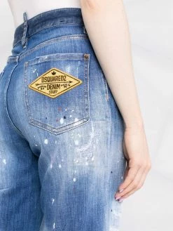 Dsquared2 jean droit Boston à effet taches de peinture