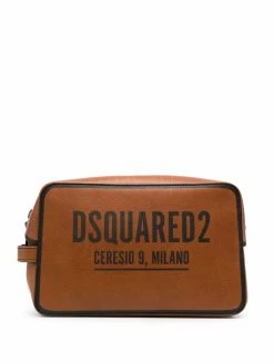 Dsquared2 tousse de toilette en cuir à logo imprimé