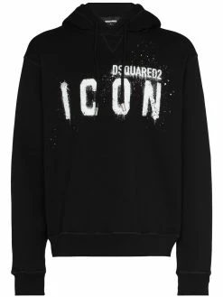 Dsquared2 Icon paint-splatter cotton hoodie