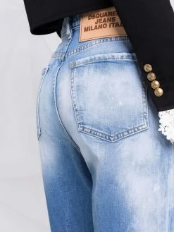 Dsquared2 jean droit à effet délavé