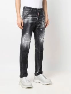 Dsquared2 Jean droit à effet usé Promos jeans regular & jeans droits homme 11 Dsquared2 jean droit à effet usé
