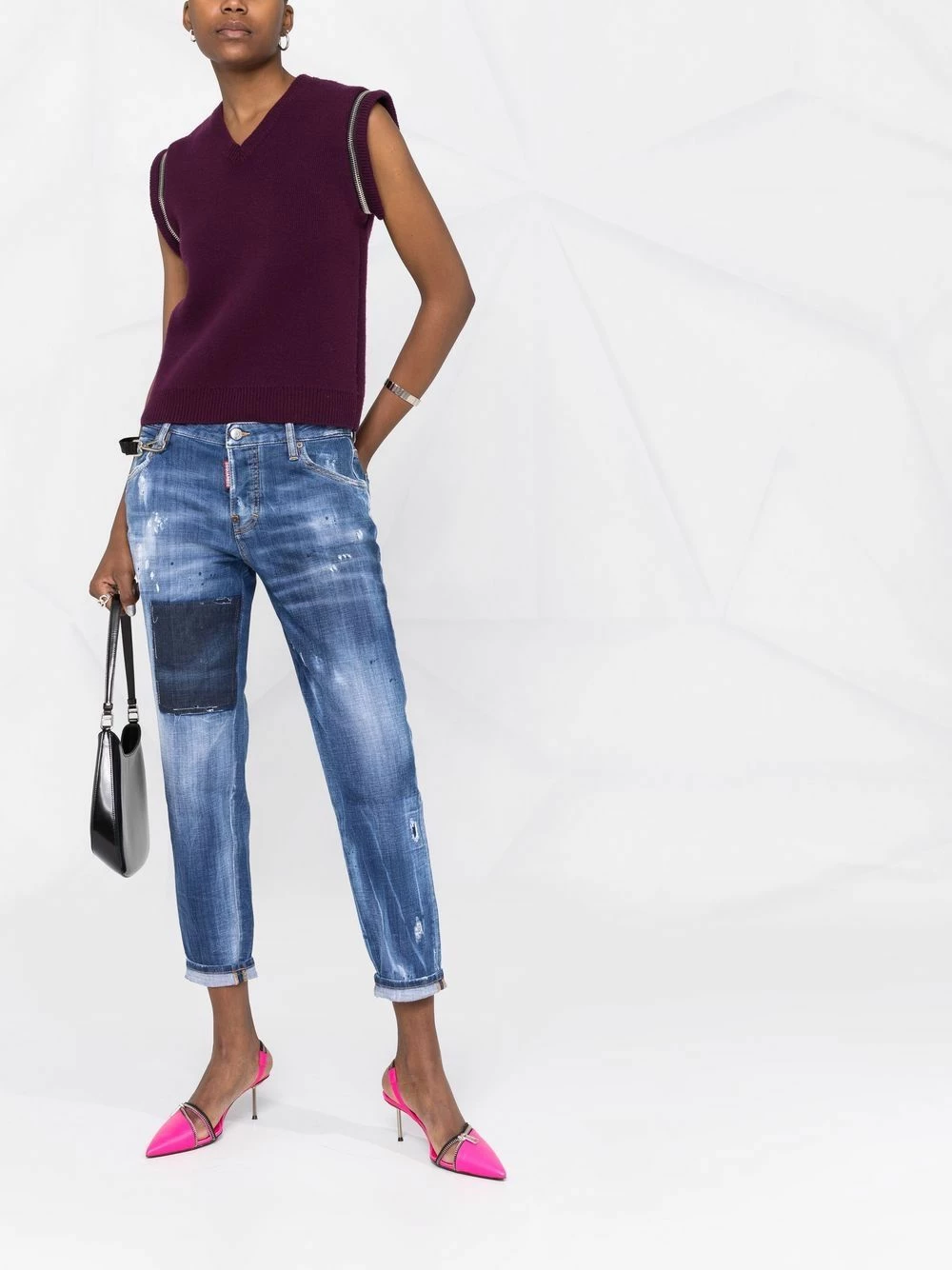 Prix Acceptable Dsquared2 Jean crop à imprimé effet peinture jeans courts femme 4 Dsquared2 jean crop à imprimé effet peinture