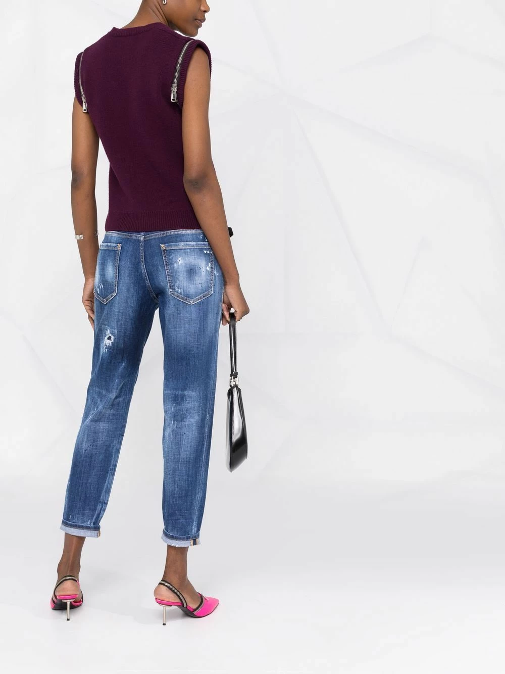 Prix Acceptable Dsquared2 Jean crop à imprimé effet peinture jeans courts femme 8 Dsquared2 jean crop à imprimé effet peinture