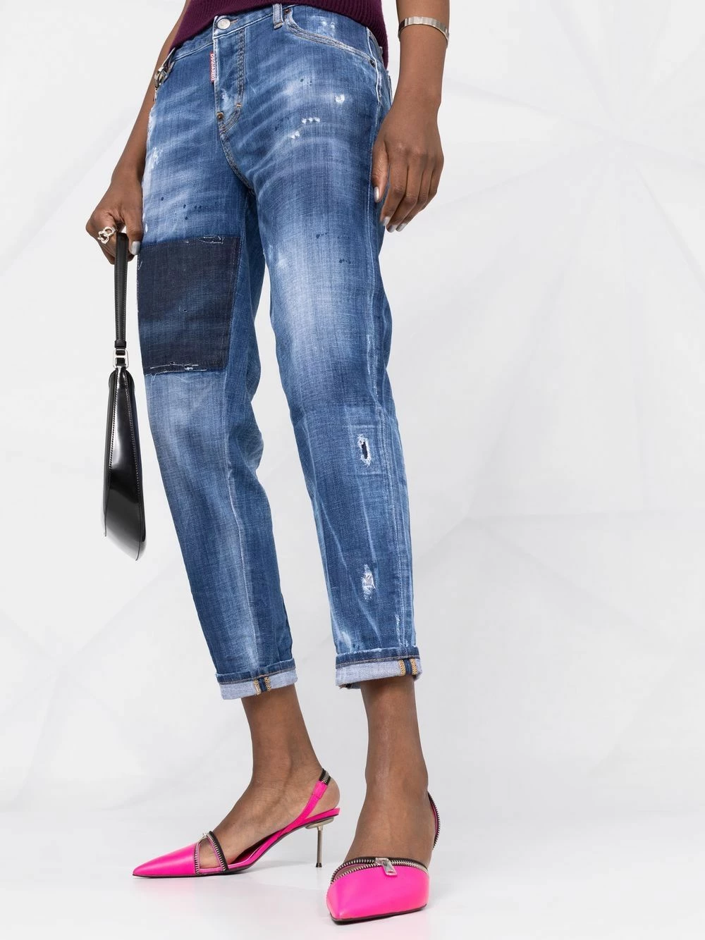 Prix Acceptable Dsquared2 Jean crop à imprimé effet peinture jeans courts femme 7 Dsquared2 jean crop à imprimé effet peinture