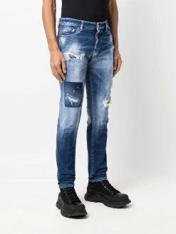 Dsquared2 jean droit à effet usé