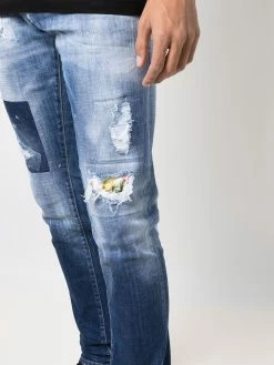 Dsquared2 jean droit à effet usé