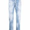 Dsquared2 jean droit à effet délavé