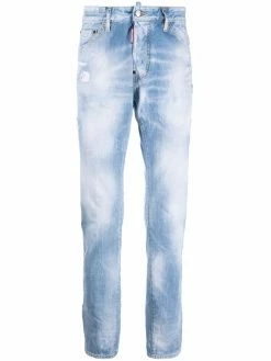 Dsquared2 jean droit à effet délavé