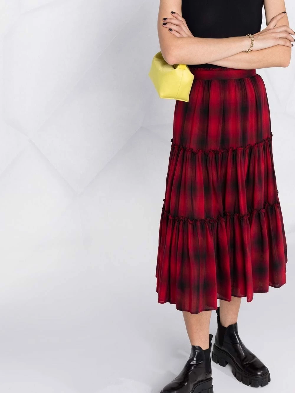 Dsquared2 Jupe mi longue à volants superposés Prix Usine jupes taille haute femme 7 Dsquared2 jupe mi-longue à volants superposés