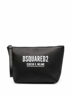 Dsquared2 pochette en cuir à logo imprimé