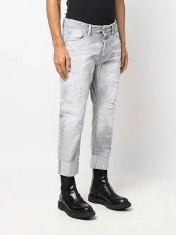 Dsquared2 jean court à effet délavé